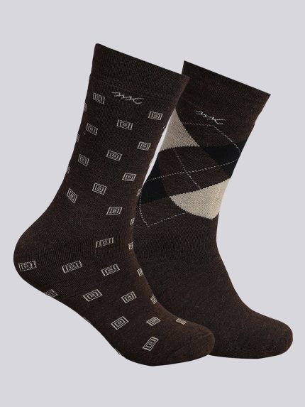 Men Wool blend Self Design Calf Length Socks (Pack of 2)